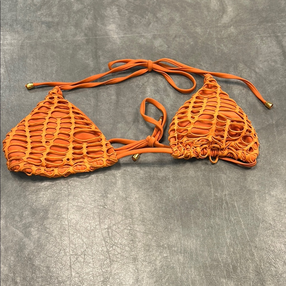 Matte Collection Orange Cut Out Bikini Top